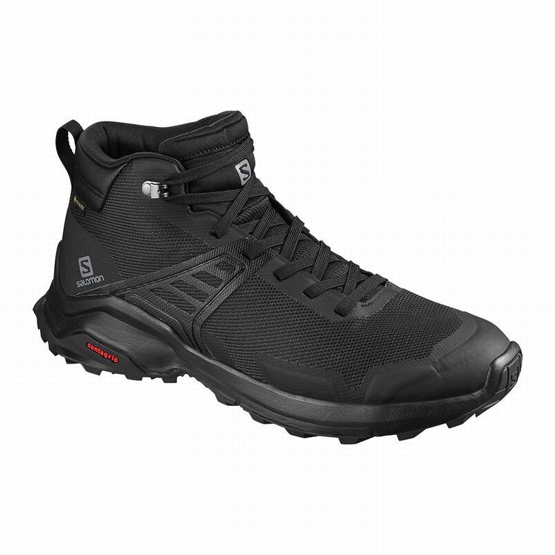 Salomon Singapore Mens Hiking Shoes - X RAISE MID GORE-TEX Black | 74368-FBIQ